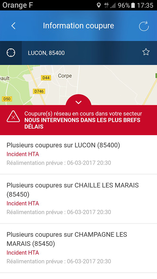 info coupure électricité 06-03-2017