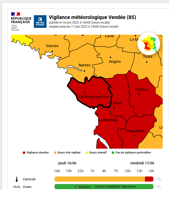 Visuel Météo France 12 départements  vigilance rouge